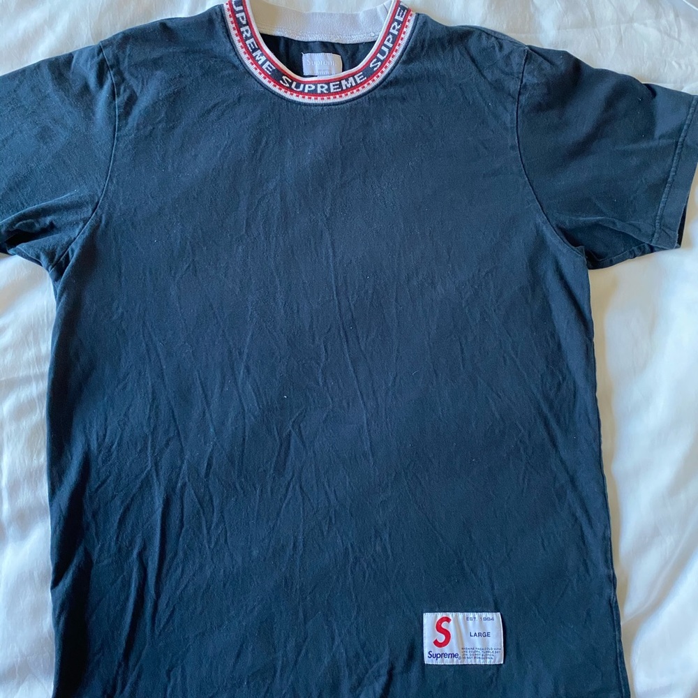 Men’s Navy Blue Supreme Ringer Tee - Large